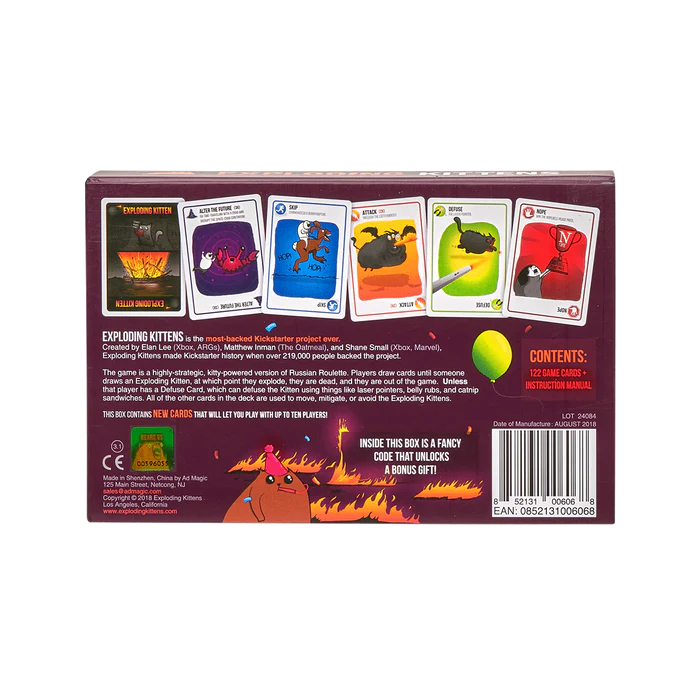 Exploding Kittens Party Pack Edition back of the box