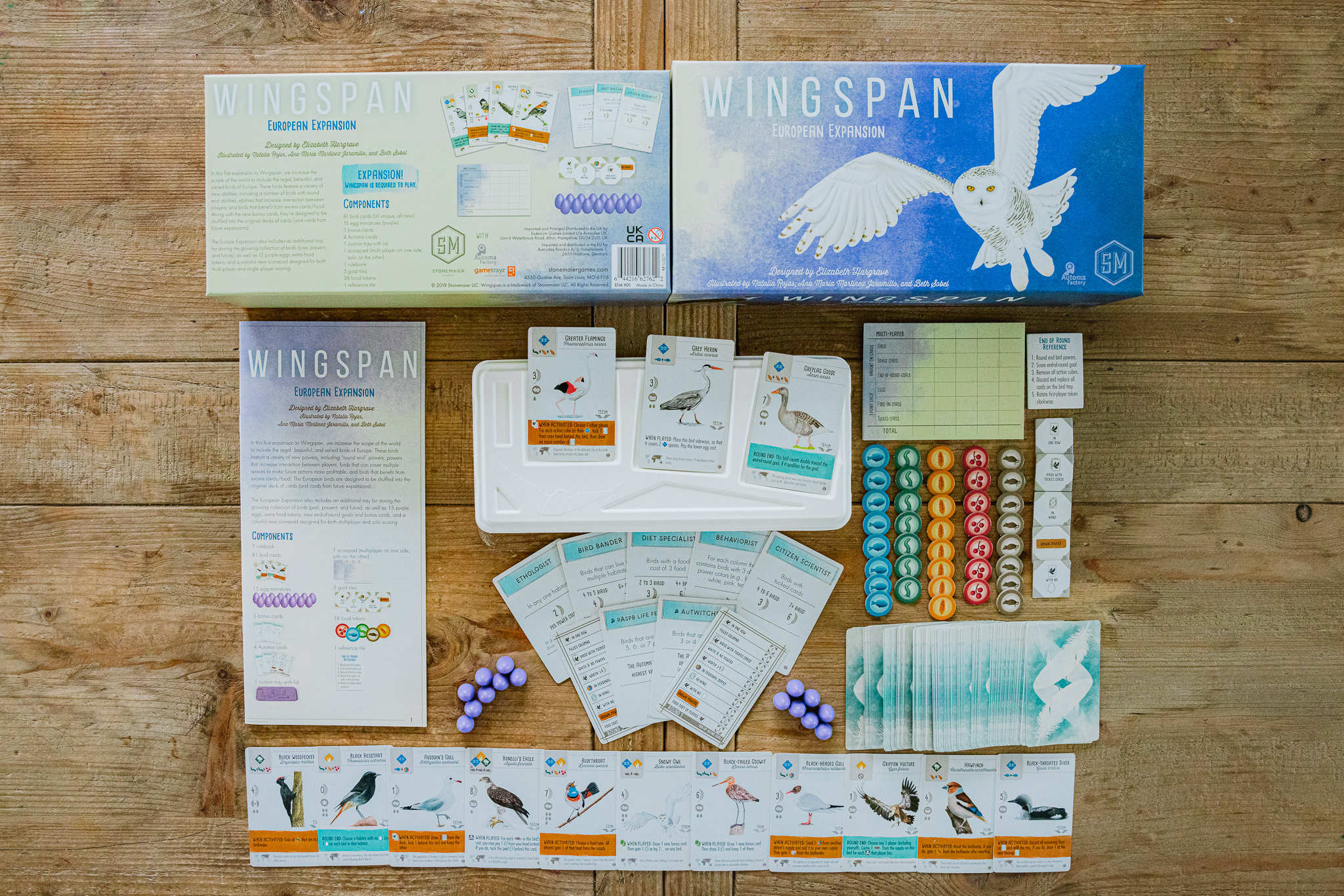 Wingspan European Expansion content in the box