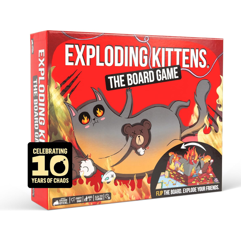 Exploding Kittens The Board Game front of the box left angle