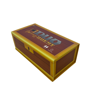 Duo Quest Board Game front of the box right angle