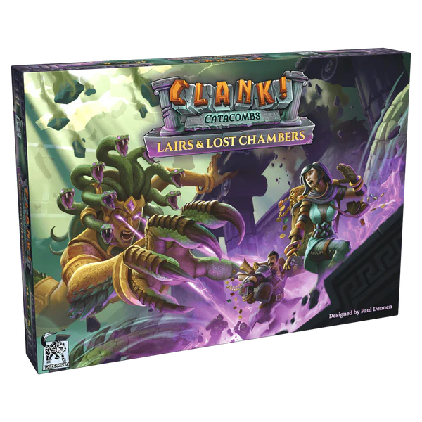 Clank! Catacombs – Lairs and Lost Chambers front of the box left angle