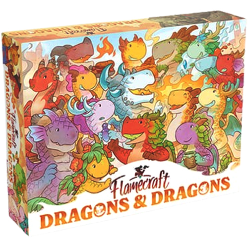 Flamecraft: Dragons & Dragons front of the box left angle
