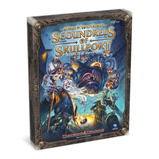 Lords of Waterdeep: Scoundrels of Skullport (2026 Edition) front of the box left angle